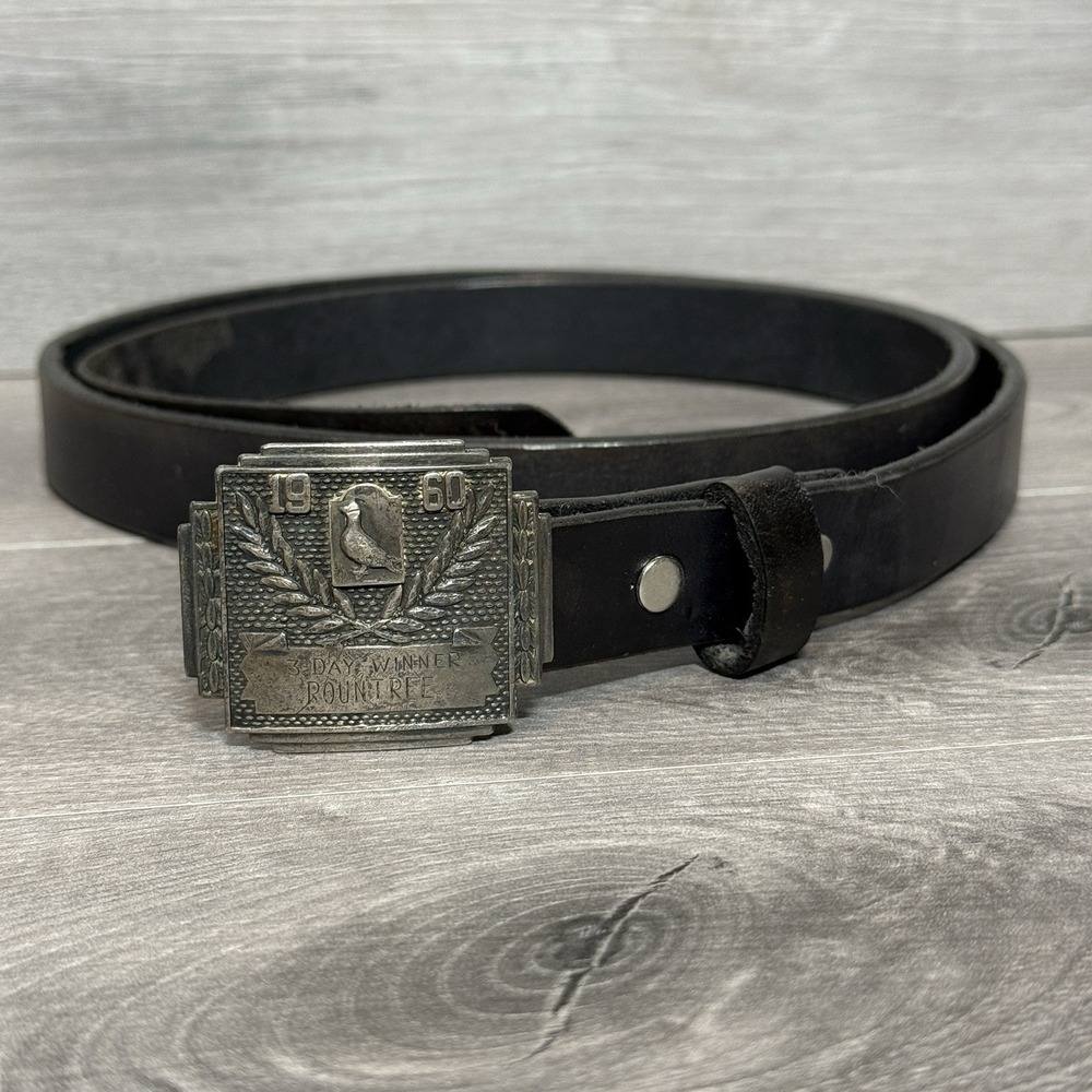 Vintage 1960 Sterling Silver Pigeon Racing Belt Buckle 3 Day Winner Rountree 48"